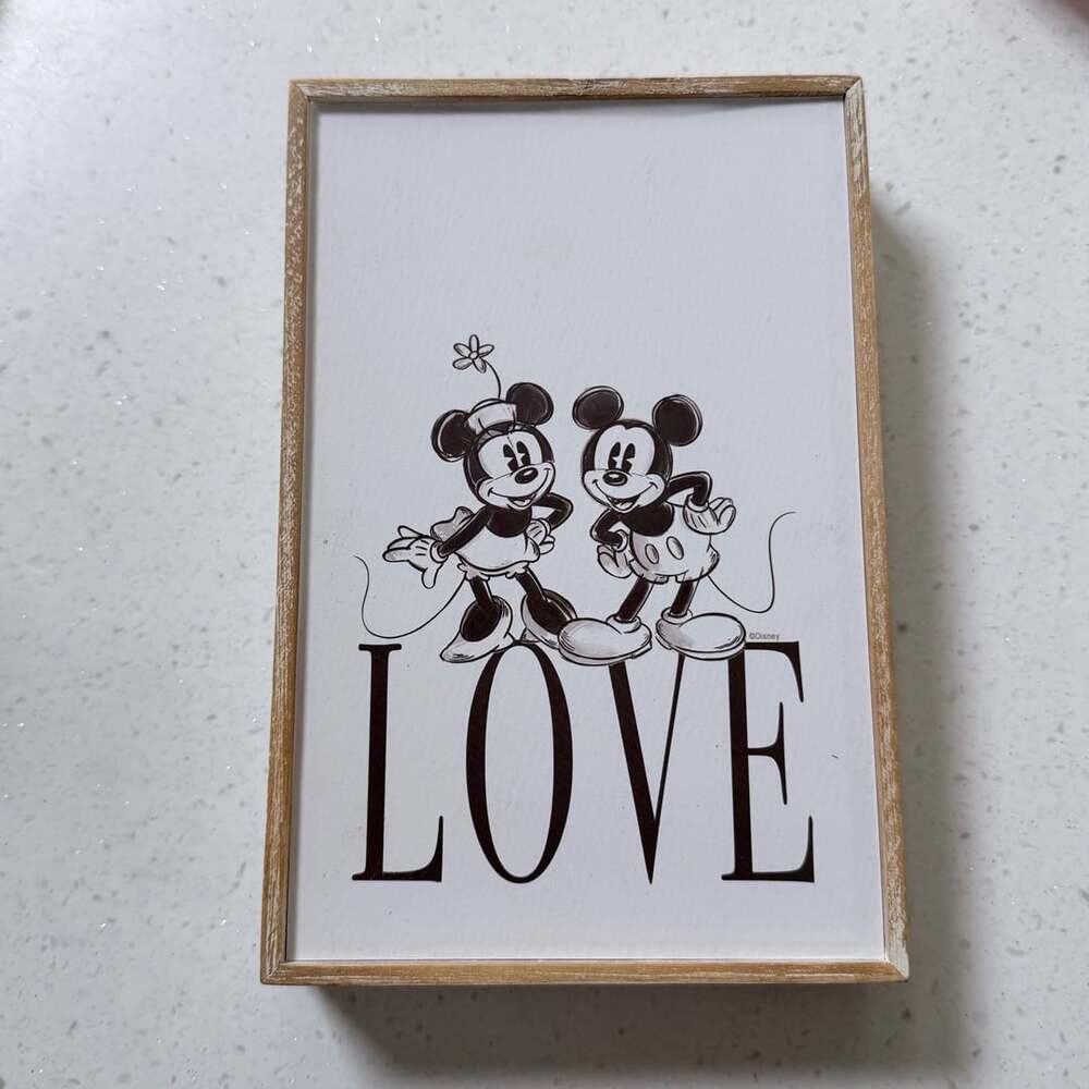 Disney Mickey And Minnie Mouse Love 6x9 In Wood Table Decor
